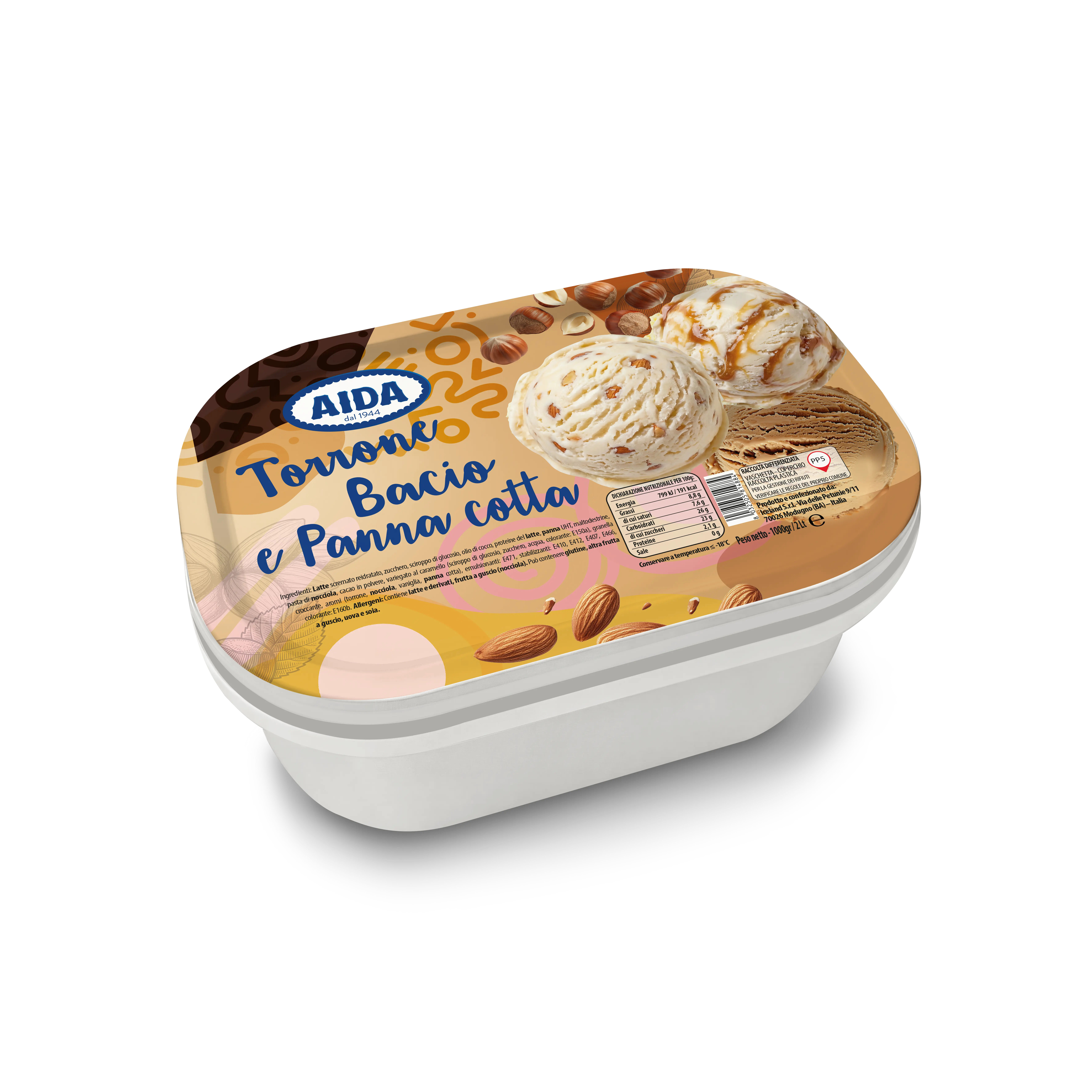 Vaschetta Torrone Bacio e Panna Cotta