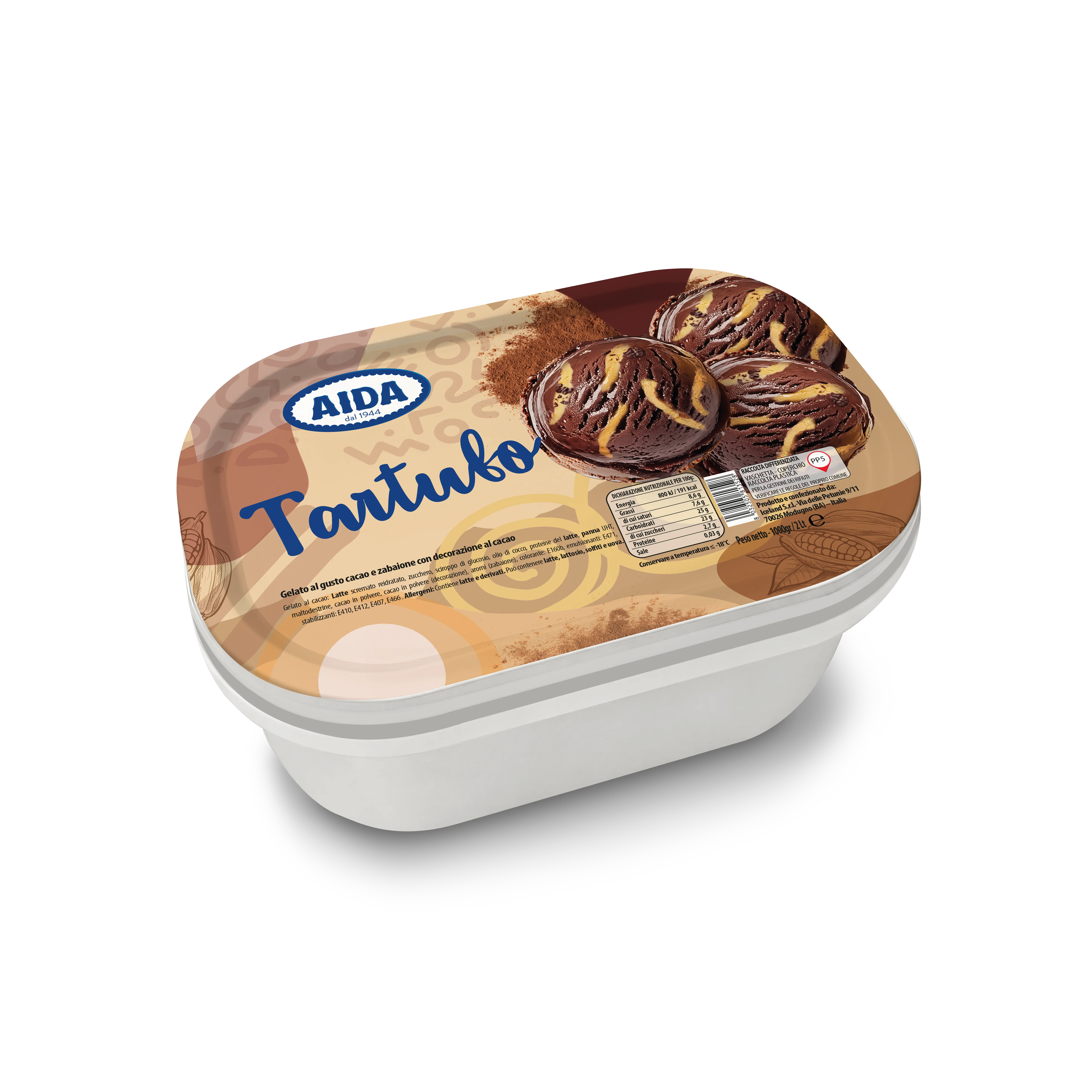 Vaschetta Tartufo Cacao e Zabaione