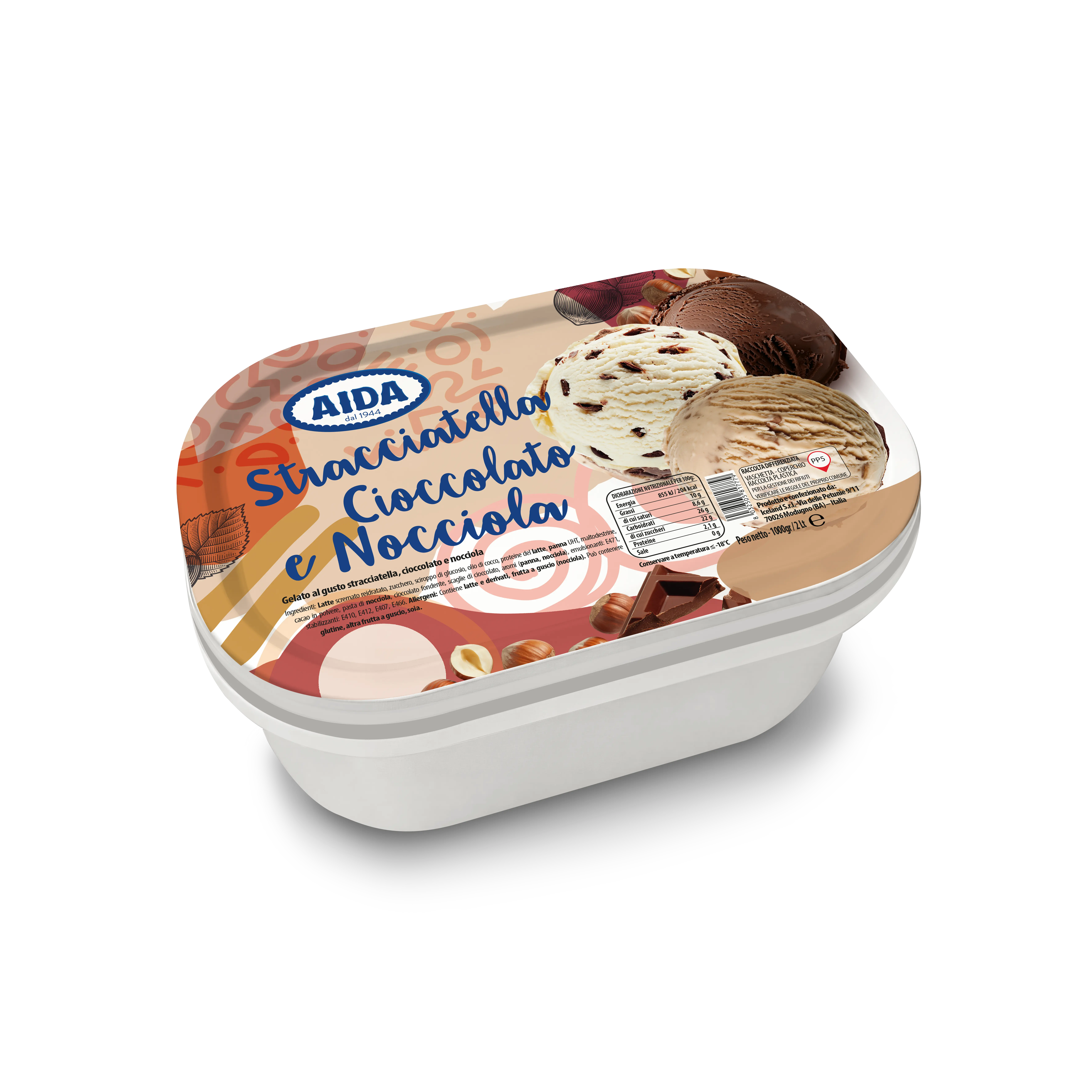 Vaschetta Stracciatella, Cioccolato e Nocciola